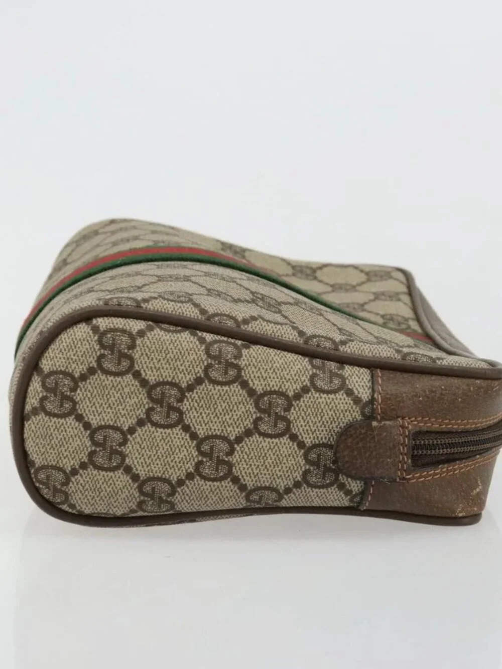 GUCCI GG Supreme Web Sherry Line Bag PVC Beige Gold 63 01 012 Auth BA13336
